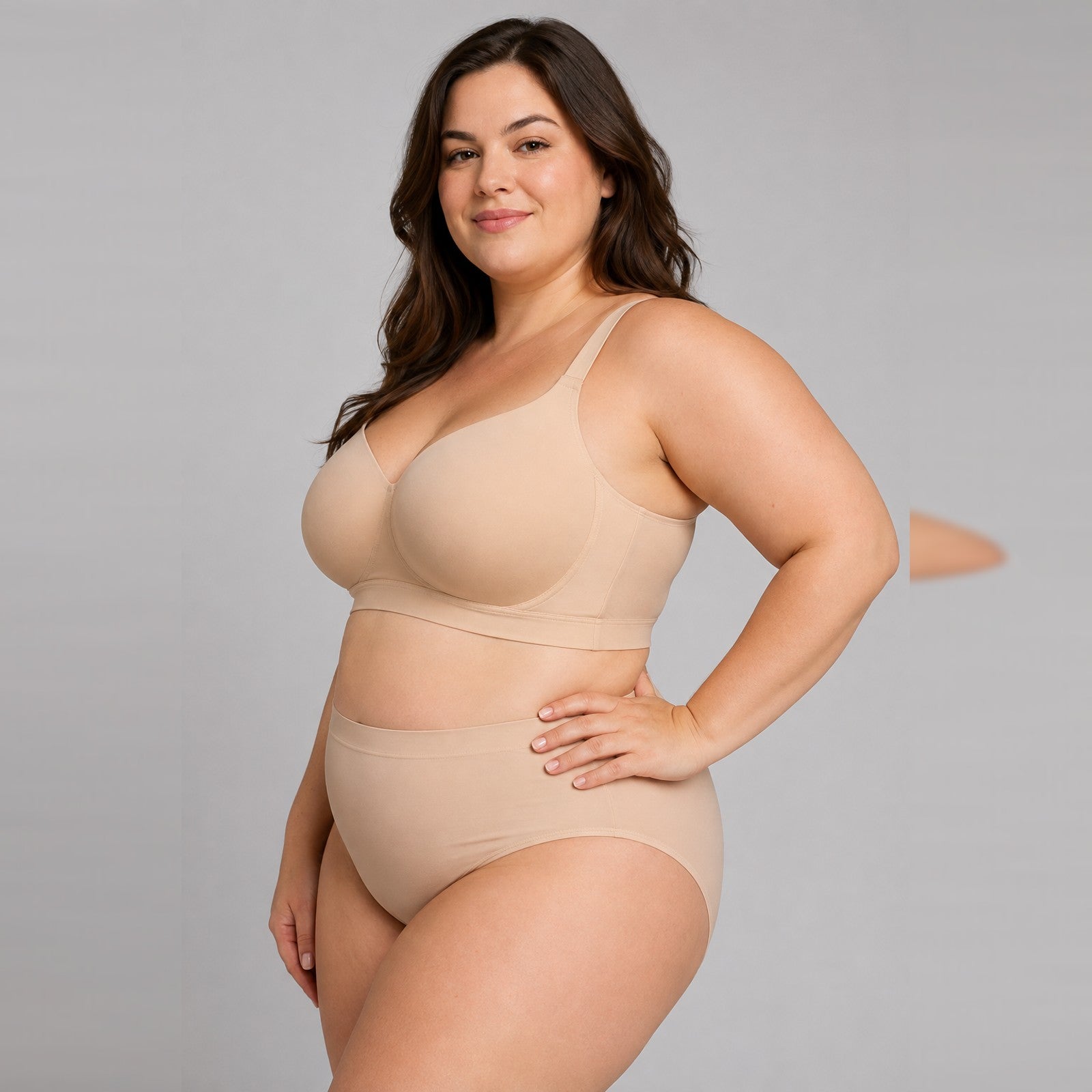 Cervly Secret Support Bra in Beige - side view