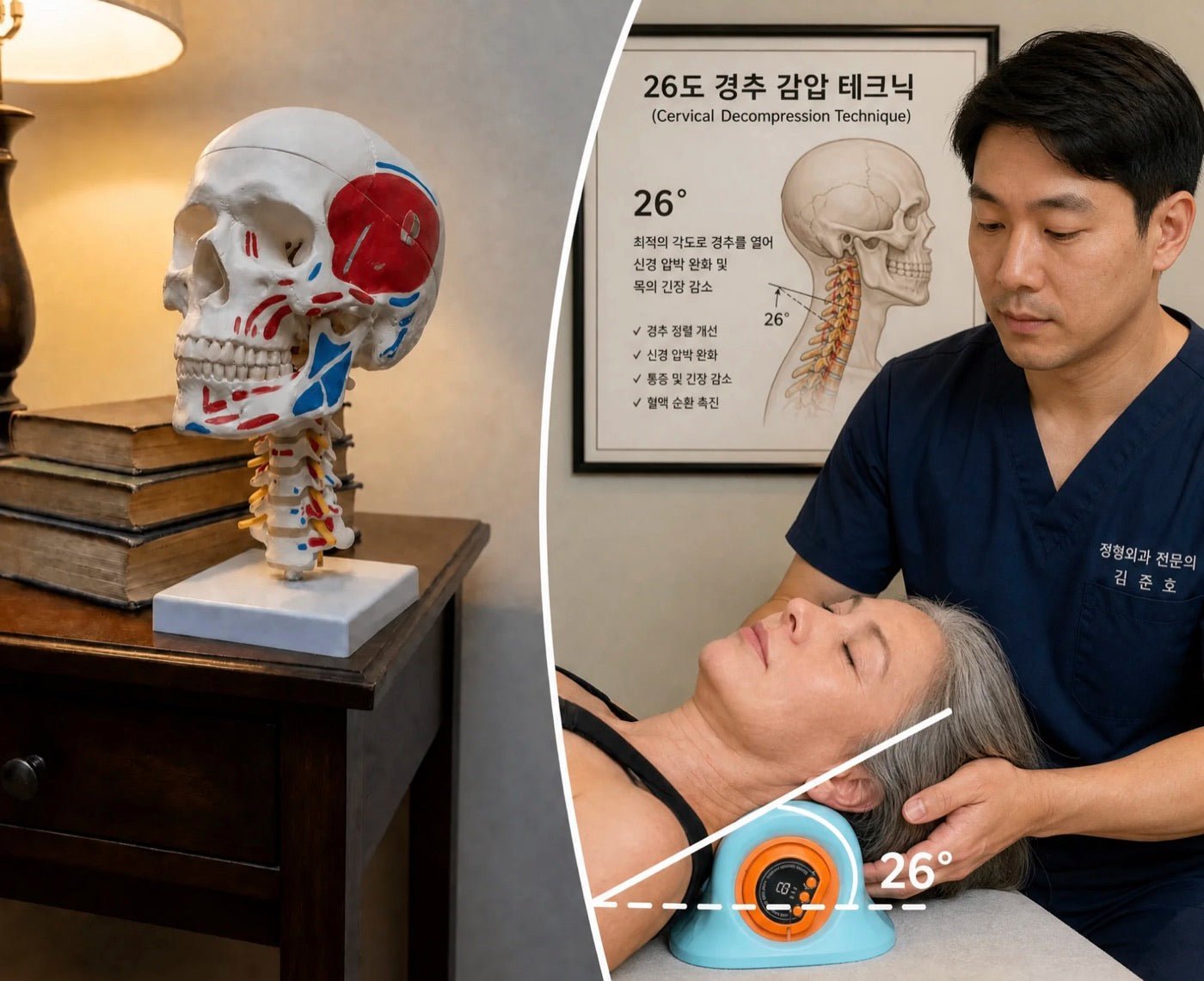 What compresses in your neck — and the position that relieves it