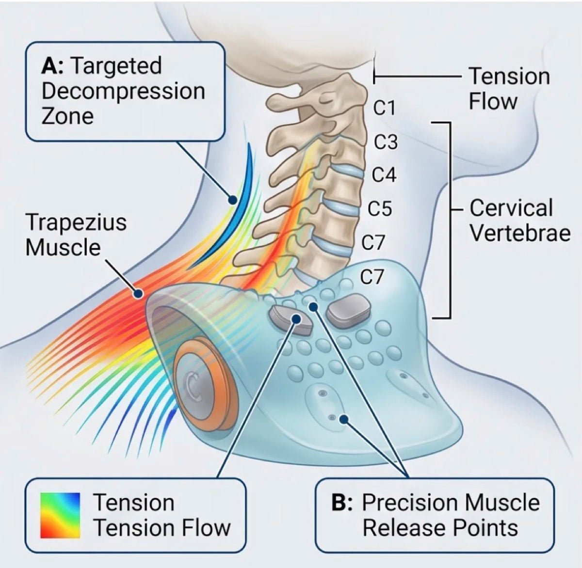 How the cradle targets decompression and muscle release