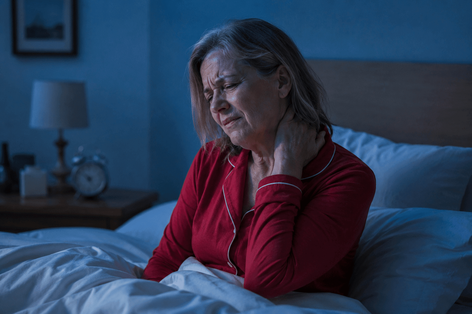 Awake at night with a stiff neck