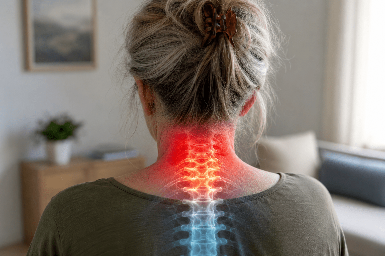 Where the pressure builds at the base of the neck